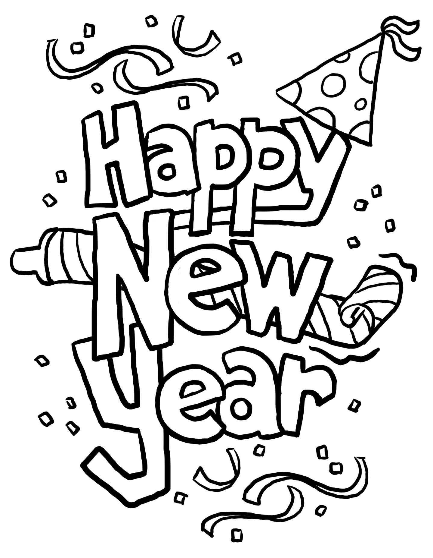 Print out happy new year clipart  2014 Coloring in sheets